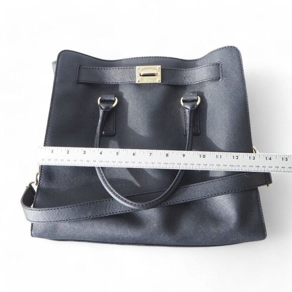 Michael Kors Hamilton Large Saffiano Leather Tote Bag Purse Black / Gold OS - Picture 9 of 11